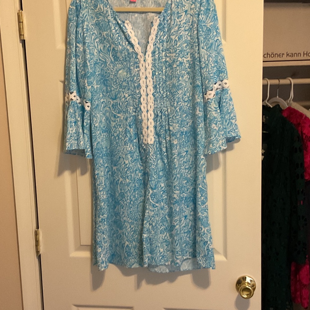 Milly Minis Blue And White Patterned Mini Dress